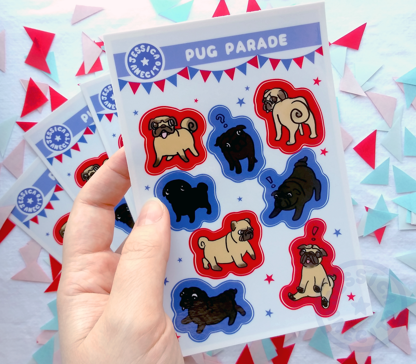 Pug Parade Sticker Sheet